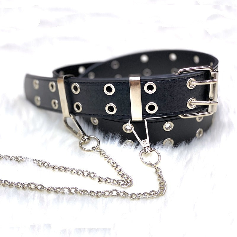Hip Hop Punk Style Belt Casual Jeans Fashion Chain Decorative Trouser Strap Eyelet Belt