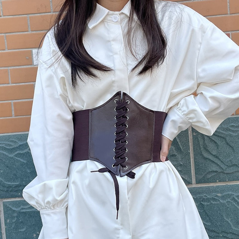 Elastic and elastic women's waistband, versatile decoration, dress, suit, coat, wide waist closure, waist wrap, and outerwear