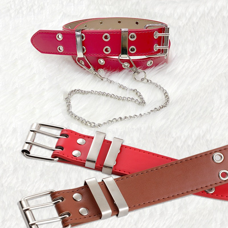 Hip Hop Punk Style Belt Casual Jeans Fashion Chain Decorative Trouser Strap Eyelet Belt